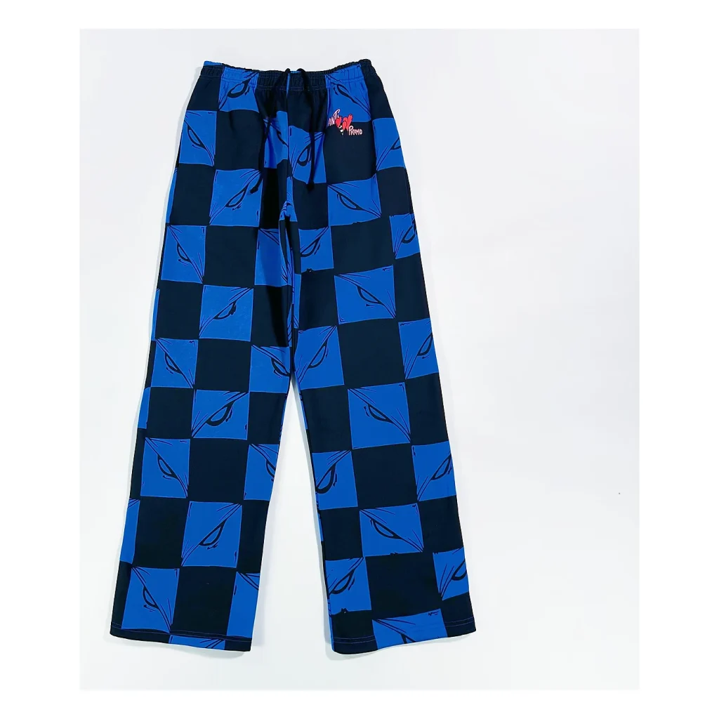 MATTY BOY ANTI PROMO BLUE & BLACK CHECKERBOARD HEART WIDE-LEG STRAIGHT-LEG RELAXED SWEATPANTS - product image 1
