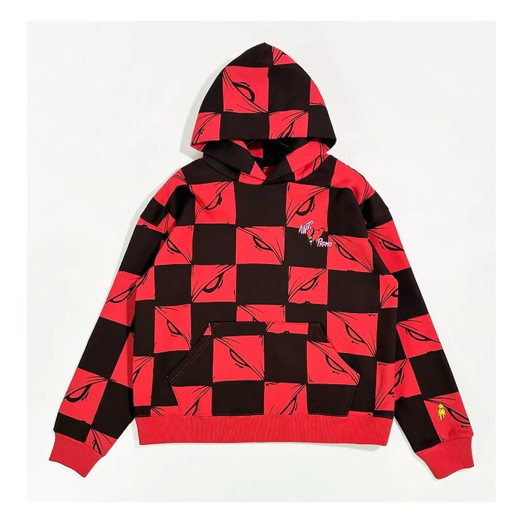 MATTY BOY ANTI PROMO RED & BLACK CHECKERBOARD HEART RELAXED HOODIE - product image 2